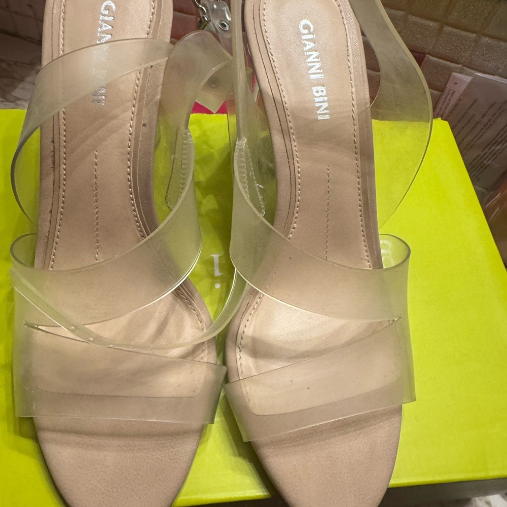 Gianni Bini Women's Nude Clear Strap Heels